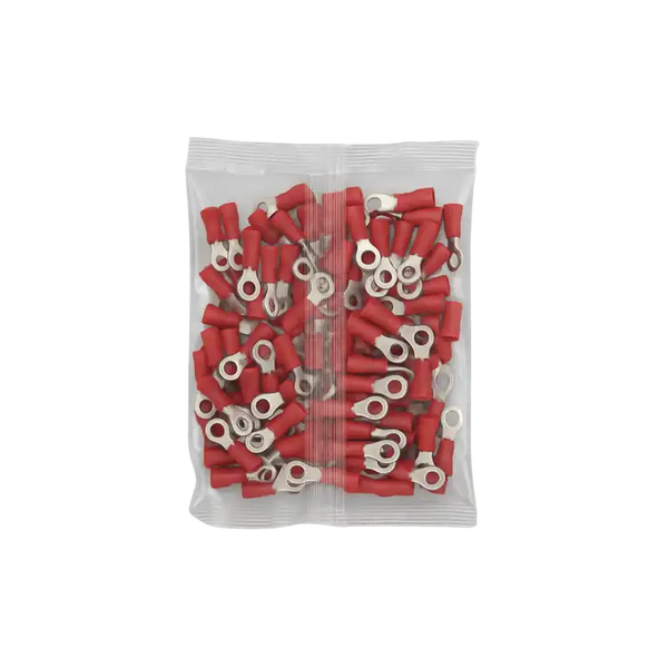 TERMINAL OLHAL/ANEL PRE-ISOLADO 0.5 A 1.5MM FURO M4 VERMELHO 100 UNID ! RV1.25-4 WELLPLUS