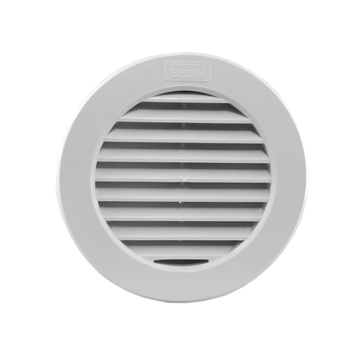 Grade de ventilação plástica redonda branca com tela 150mm