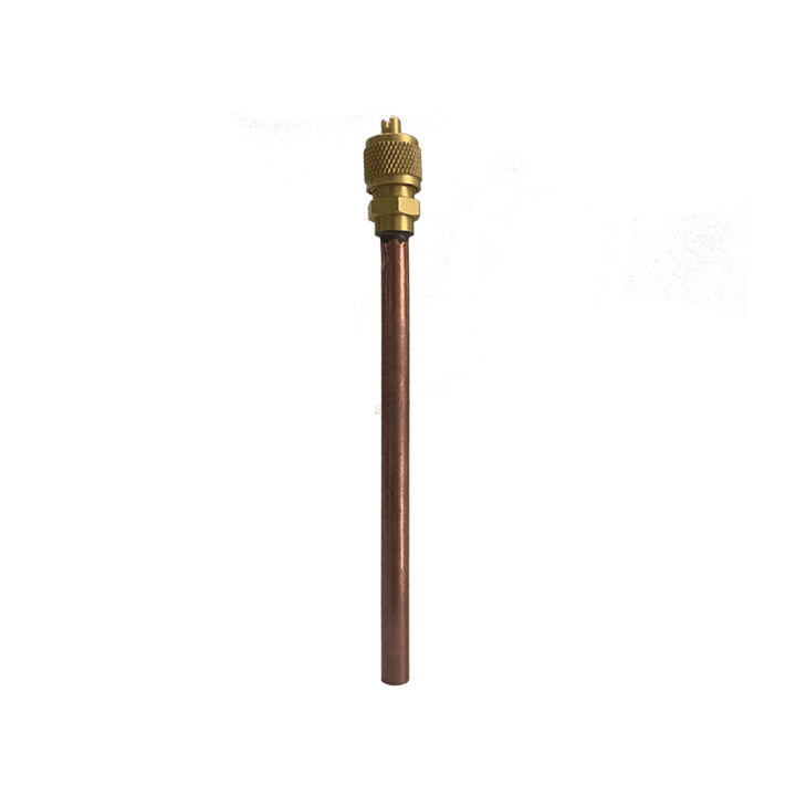 União com Válvula de Serviço do Tipo Schrader (Ventil de Cobre) 1/4" Solda 100mm