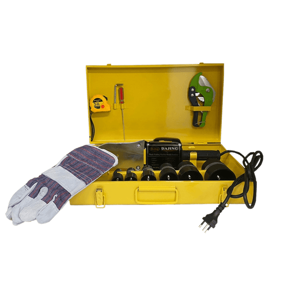 Kit Termofusor Profissional 20mm a 63mm 2000W 50°C a 300°C 220V + Cortador Tesoura 42mm + Trena 3m + Luvas + Chave Philips