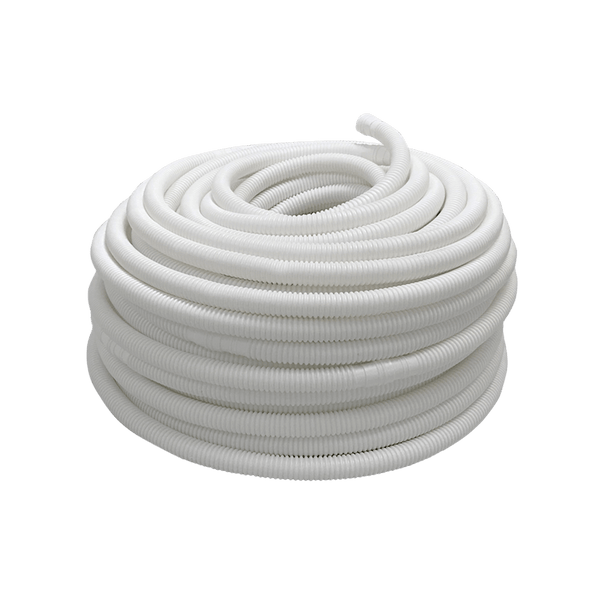 Mangueira Plástica Branca Corrugada Dreno Ar Condicionado Split Conector Liso 1/2"