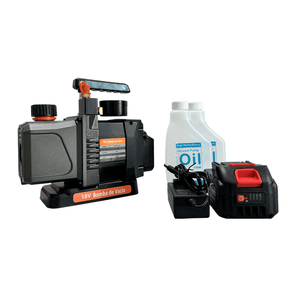 Bomba de Vácuo com Vacuômetro Profissional Sem Fio Bateria Lítio 18V 5Ah 4.5CFM Simples Estágio R32