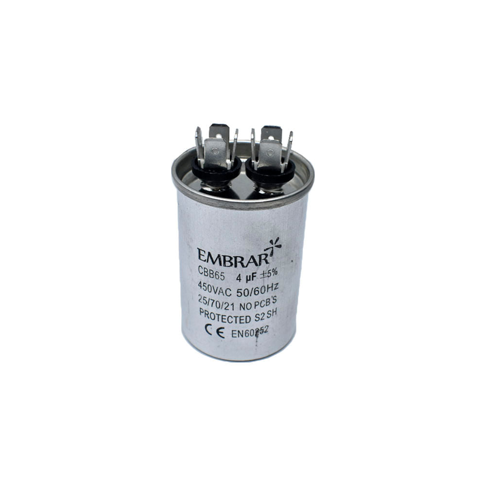 Capacitor Permanente 4uF Ar Condicionado Alumínio 450V – Embrar