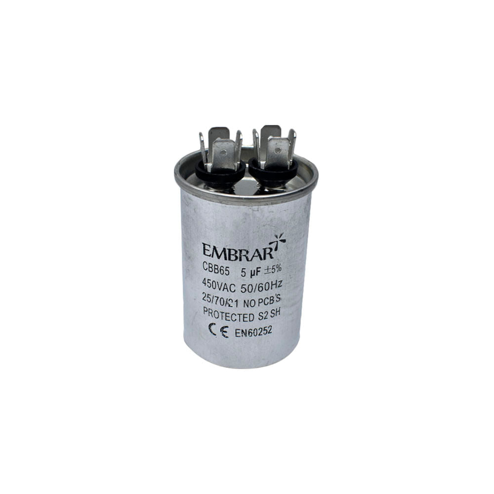Capacitor Permanente 5uF Ar Condicionado Alumínio 450V – Embrar