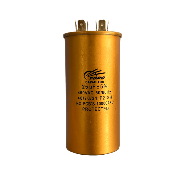 Capacitor Permanente Ar Condicionado Alumínio 25uF ±5% 450V