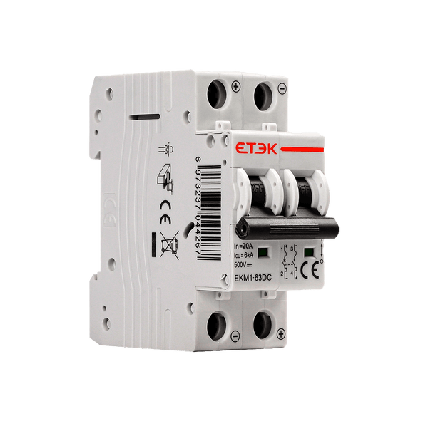 Disjuntor Bipolar DC CC 20A 500V 6KA Solar Fotovoltaico
