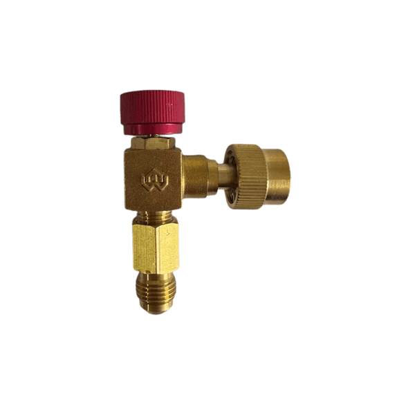 Válvula Acionadora Schrader 90° Vermelha 5/16" x 1/4" R410A/R32 Alta Pressão