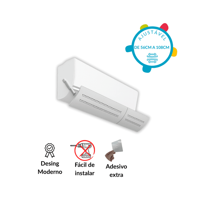 Defletor / Direcionador Plástico Ajustável Universal de Ar Condicionado Split 56cm a 108cm