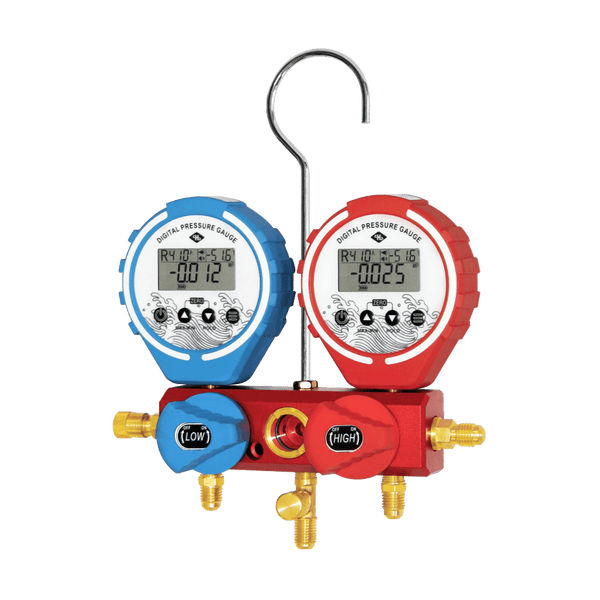 Manifold Digital Profissional Refrigeração Ar Condicionado Visor Maleta Mangueiras R22 R32 R134A R410A R404A R407C