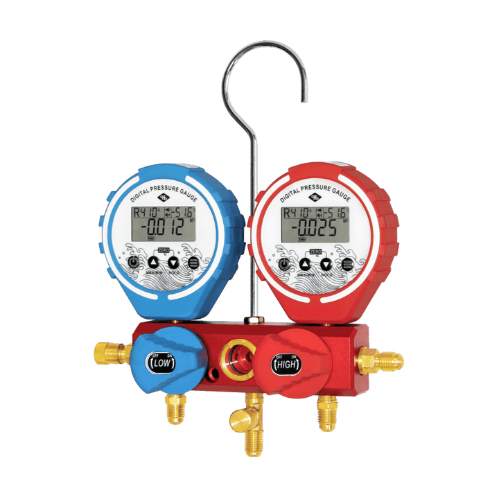 Manifold Digital Profissional Refrigeração Ar Condicionado Visor Maleta Mangueiras R22 R32 R134A R410A R404A R407C