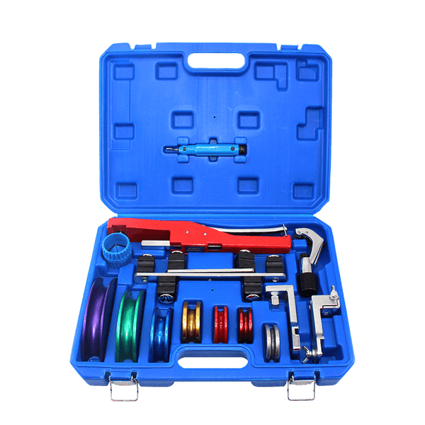 Kit Curvador 90 Graus Reversível Profissional de Tubos 1/4" a 7/8" + Cortador 1/8" a 1.1/8" + Escareador 3/16" a 1.1/2" + Rebarbador Caneta