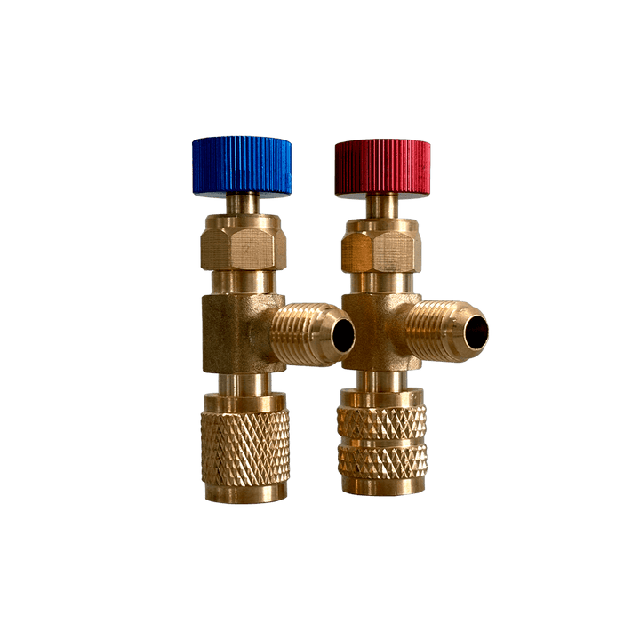 Válvula Serviço Acionadora Controle Gás Refrigerante Schrader 1/4 x 1/4 e 1/4 x 5/16 SAE R22 R410A R32
