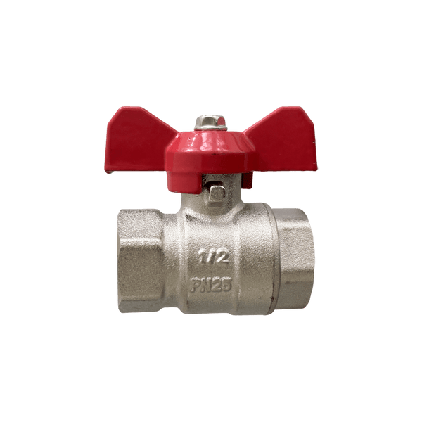 Registro Válvula Esfera Borboleta Latão Rosca Fêmea 1/2" BSP