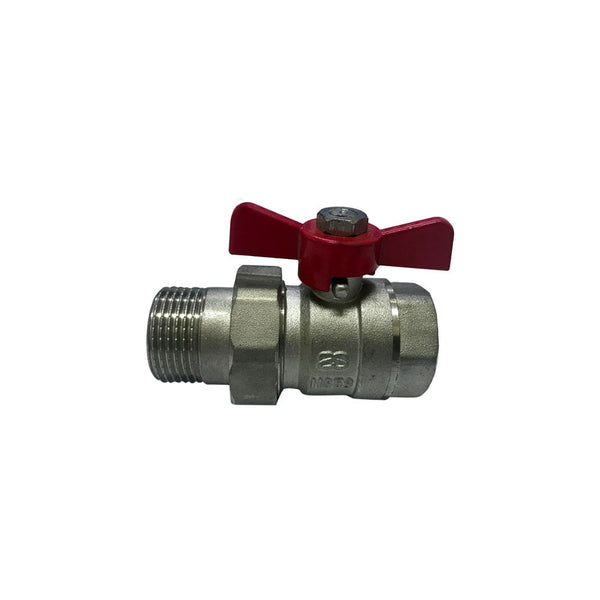 Válvula de Esfera Passagem Plena Borboleta Rosca Fêmea Macho 1" Vermelho