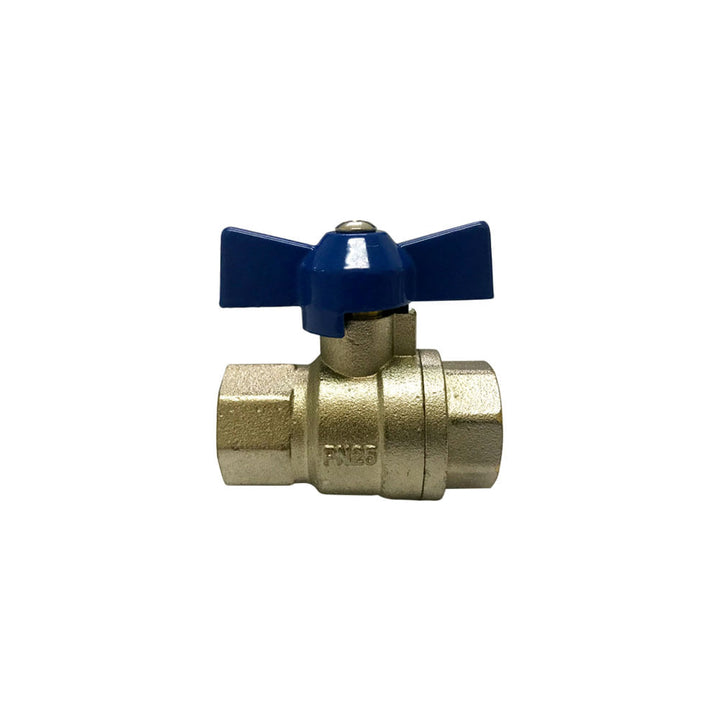 Válvula de Esfera Passagem Plena Borboleta Rosca Fêmea Fêmea 1/2" Azul