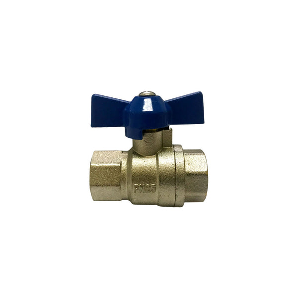 Válvula de Esfera Passagem Plena Borboleta Rosca Fêmea Fêmea 3/4" Azul