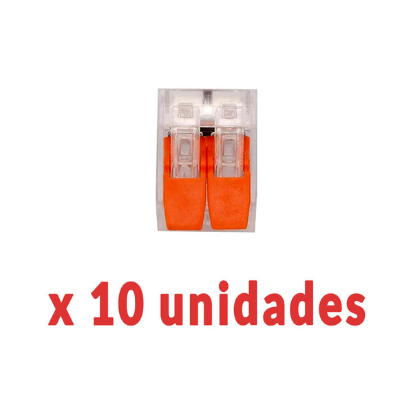Conector de Emenda Tipo Wago 2 Polos 600V 32A 4mm² - 10 unidades