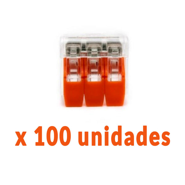 Conector de Emenda Tipo Wago 3 Polos 600V 32A 4mm² - 100 unidades