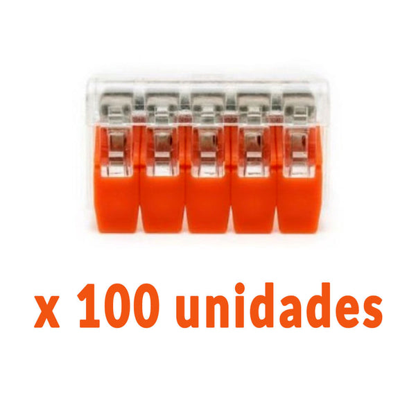 Conector de Emenda Tipo Wago 5 Polos 600V 32A 4mm² - 100 unidades