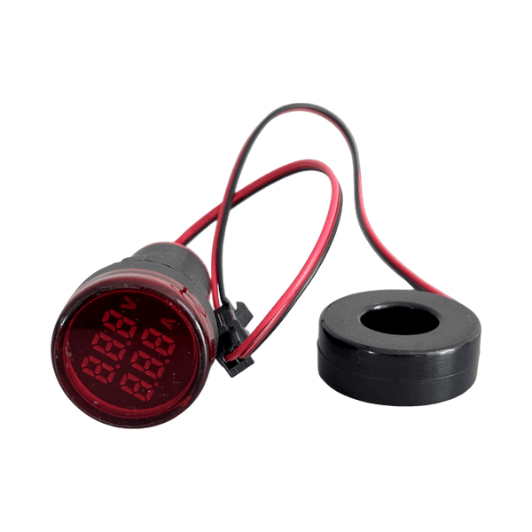 Voltímetro Amperímetro Digital LED Vermelho 22mm 100A 50V a 500V