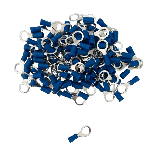 Terminal Olhal Pré Isolado Azul 1,5mm a 2,5mm Furo M8 100 unidades