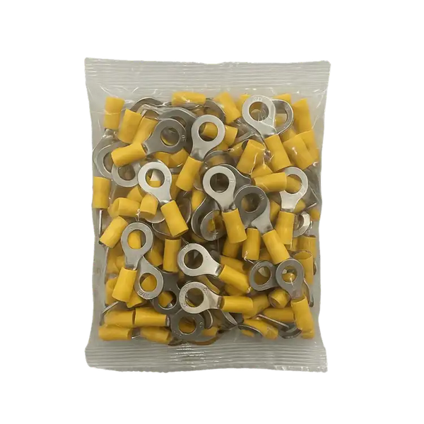 Terminal Olhal Pré Isolado Amarelo 4mm a 6mm Furo M8 100 unidades