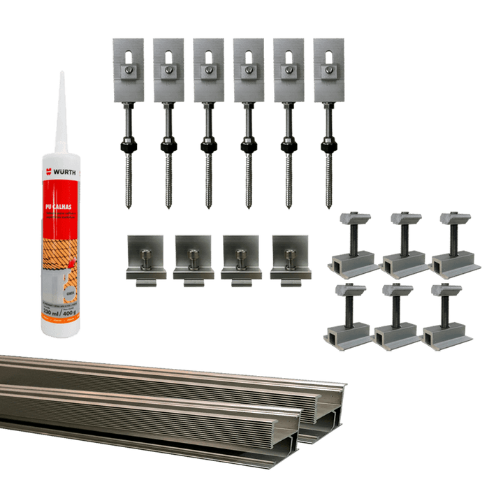 Kit Suporte para Instalação de até 4 Placas (Painéis) Solares
